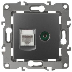 Розетка ЭРА Серия 12 12-3110-12 комбинированная RJ45+TV IP20 графит | Эра 12