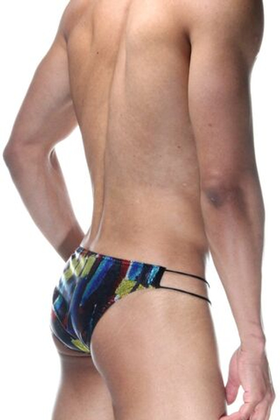 Блестящие мужские трусы-слипы с вырезом (Размер: S) (Цвет: разноцветный)