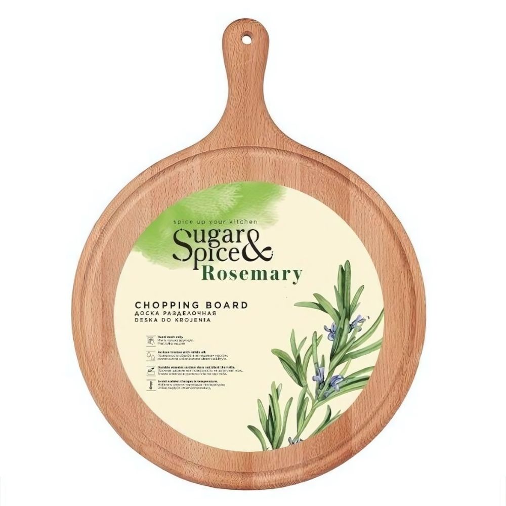 Доска разделочная деревянная Sugar&amp;Spice Rosemary круглая с ручкой d40см