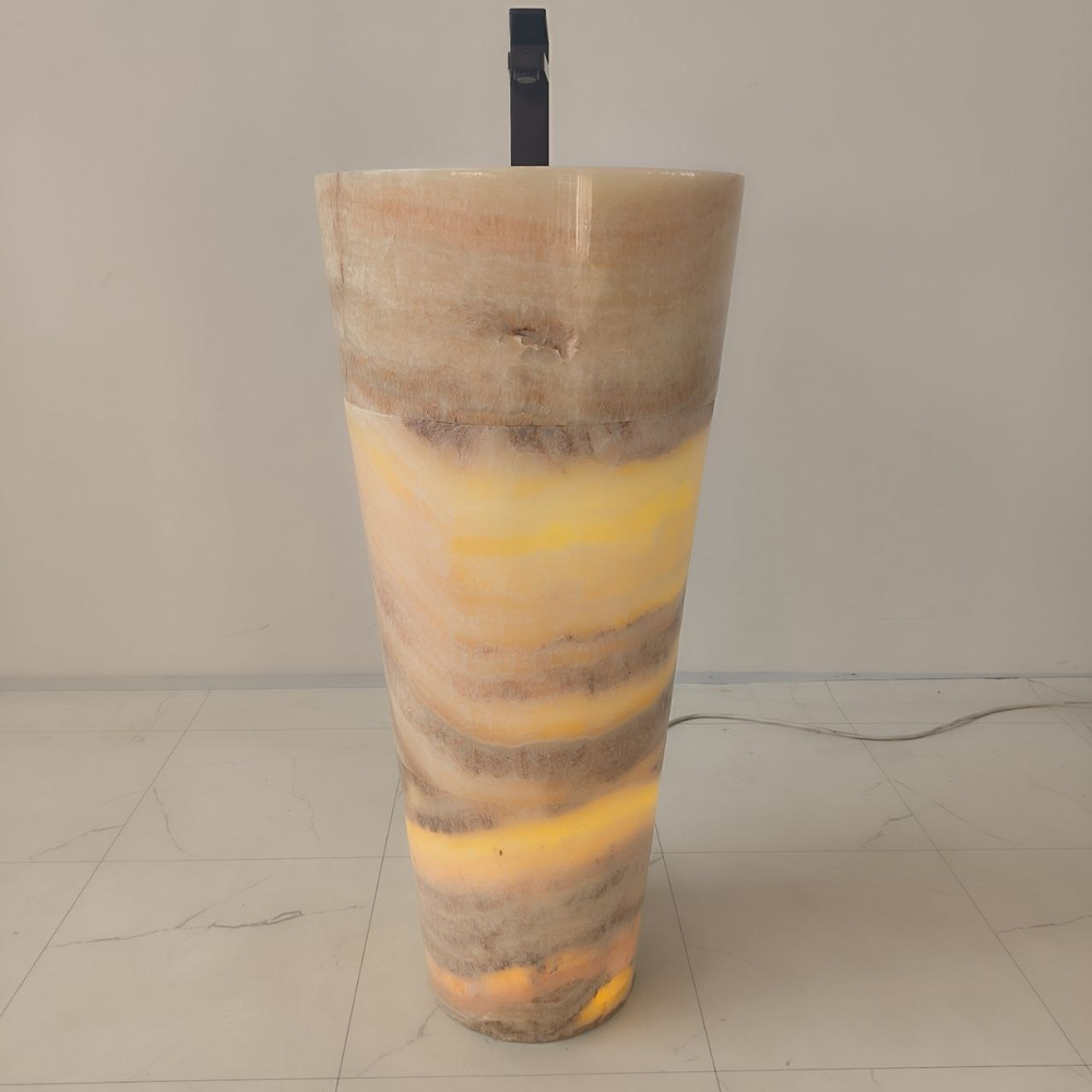 Раковина напольная из оникса Yellow ON-04198 (40*40*90 см)