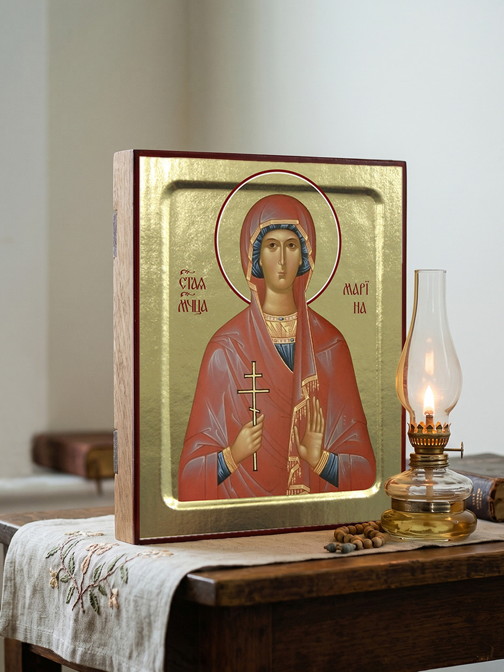 Икона Марины, мученицы на дереве: 125 х 160 (Синопсисъ)