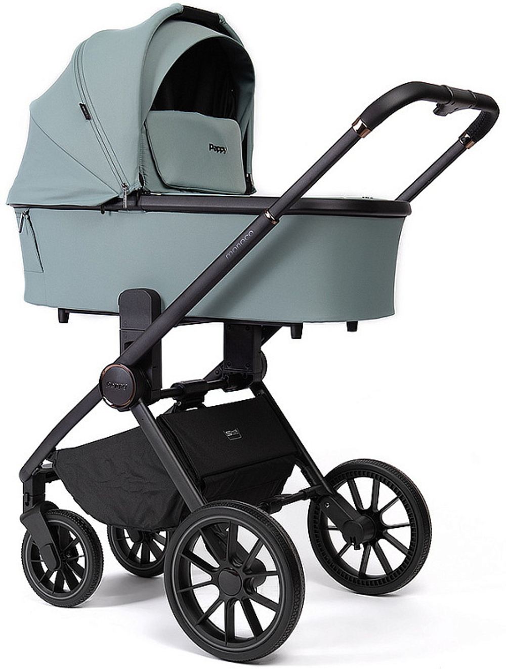 Детская коляска Peppy Monaco 3 в 1 с автокреслом Verona Beige Mint (мятный), рама черная