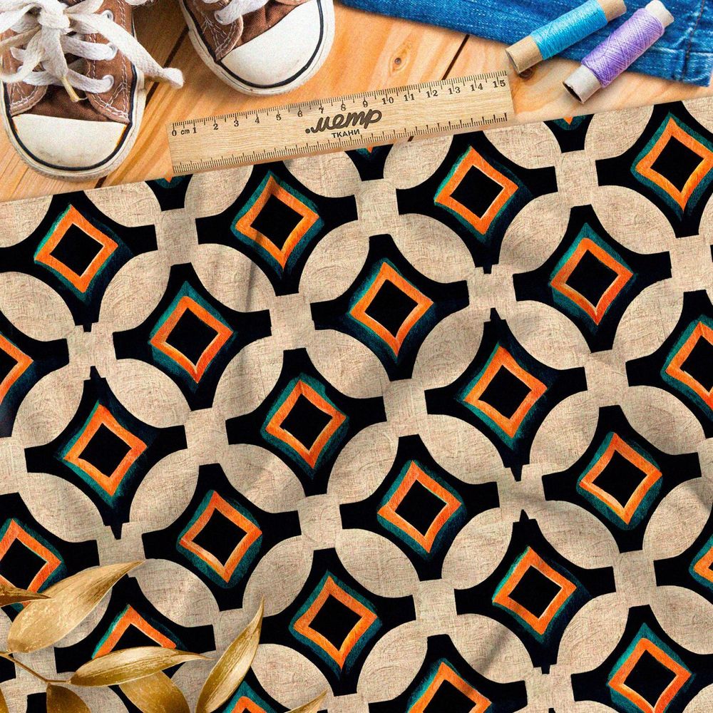 Ткань премиум шифон геометрический орнамент