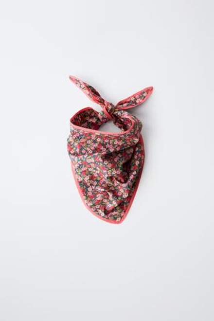ZARA БАНДАНА С ЦВЕТОЧНЫМ ПРИНТОМ И ТКАНИ LIBERTY, РОЗОВАТЫЙ