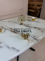 Кухонный раздвижной стол "Танго", белый мрамор