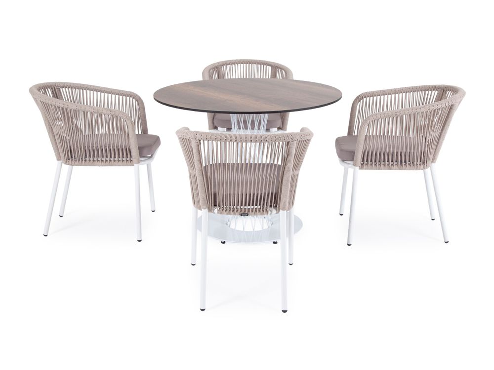 "Диего" обеденная группа на 4 персоны, круглый стол "дуб", цвет бежевый