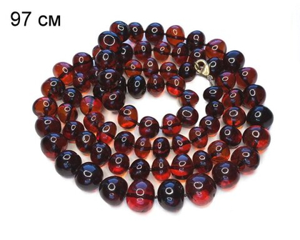 Бусы янтарные длинные мятый шар