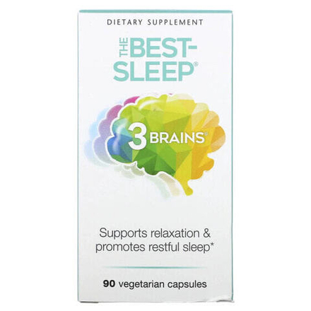 Для здорового сна Natural Factors, 3 Brains, The Best-Sleep, 90 вегетарианских капсул