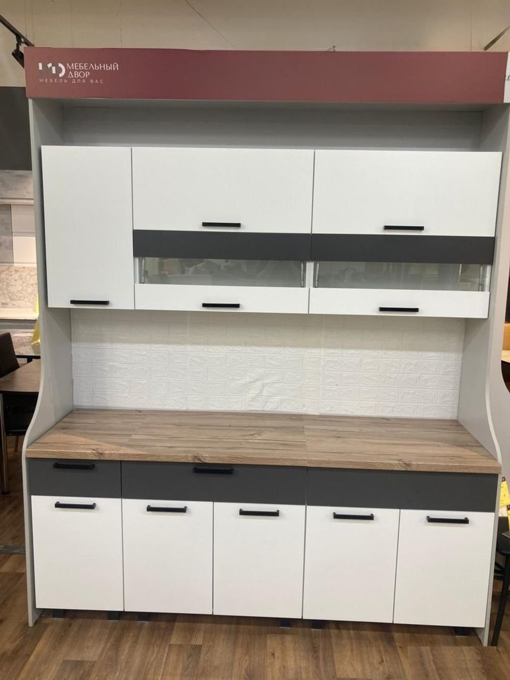 Кухня Монтана белый/графитдуб белый 2,0м