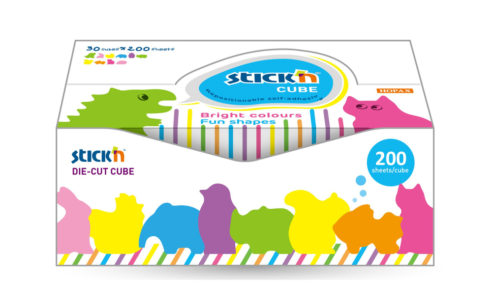 Блок бумаги с л/к 200 л. Stick`n ассорти "животные" 21791