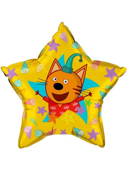 Шар фольга звезда Три Кота Компот 22/56 см