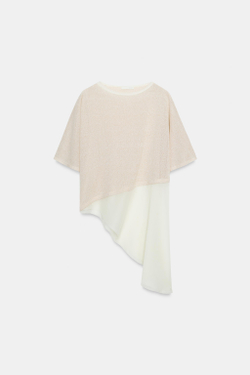 ZARA КОМБИНИРОВАННЫЙ ТОП, ПЕСОЧНЫЙ