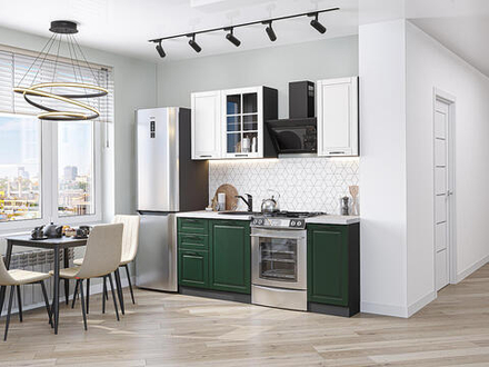 Прямая модульная кухня Дублин-04 Special White/Special Green - Graphite 2140*1300*600