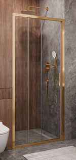 Душевая дверь CEZARES MOLVENO-BF-3-90-C-BORO-IV, 90х195, профиль брашированное золото, прозрачное стекло