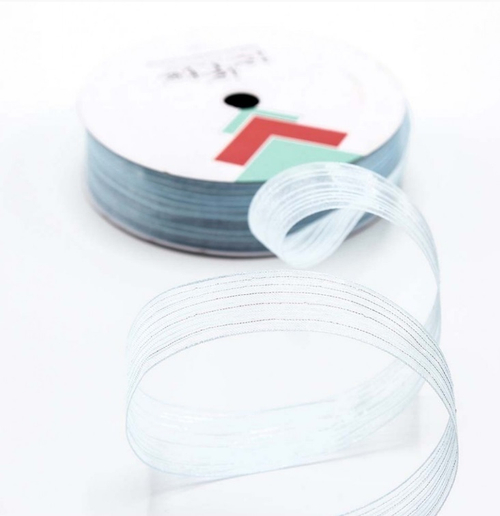 Лента органза в полоску Голубая