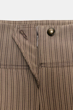 ZARA БРЮКИ-КАПРИ В ТОНКУЮ ПОЛОСКУ, СВЕТЛЫЙ РЫЖЕВАТО-КОРИЧНЕВЫЙ