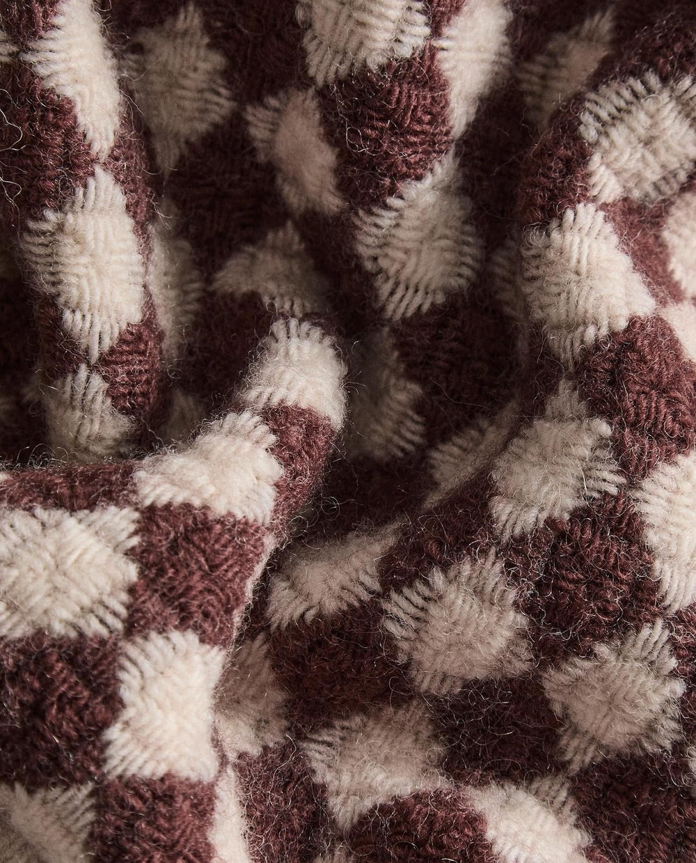 Zara Home - Ромбовидное Шерстяной плед, белый, 140x190 см