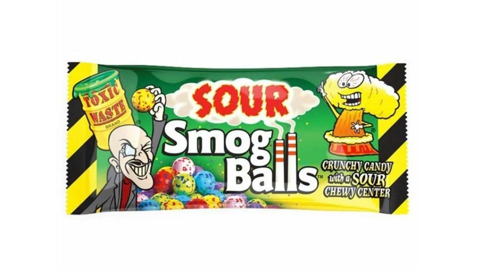 Драже с кислой начинкой Toxic Waste Smog Bolls, 48 г