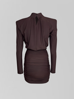 Платье Agdali Brand 1045 однотонное с драпировкой и объемными плечами