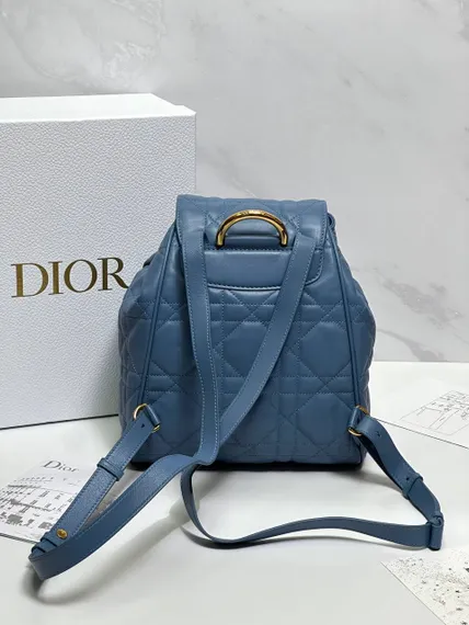 Рюкзак Dior Caro синий, модель среднего формата