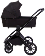 Детская коляска Peppy Monaco 3 в 1 с автокреслом Rise Brilliant black (черный), рама черный глянец