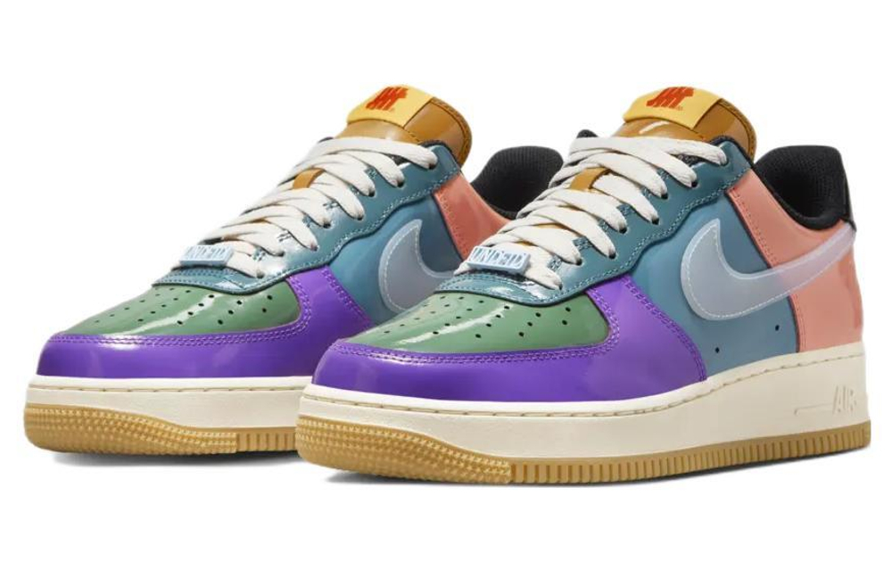 UNDEFEATED x Nike Air Force 1 patent leather leather casual non-slip shock absorption wear-resistant low-top sneakers for men and women the same style green purple