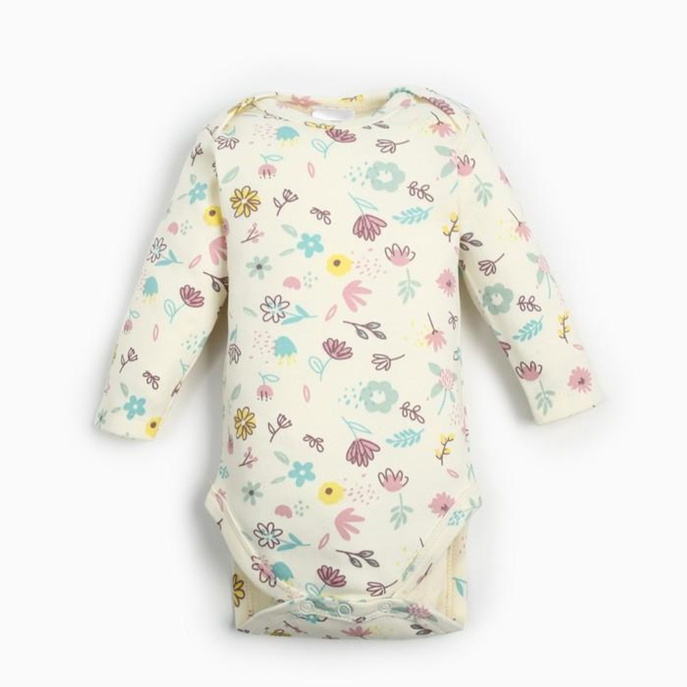 Боди с дл.рукавом Flower, рост 68-74 см, бежевый (Крошка Я)