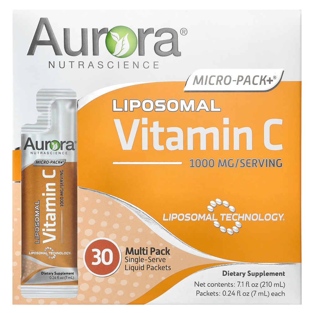 Aurora Nutrascience, Micro-Pack+®, липосомальный витамин C, 30 пакетиков по 7 мл (0,24 жидк. унции)