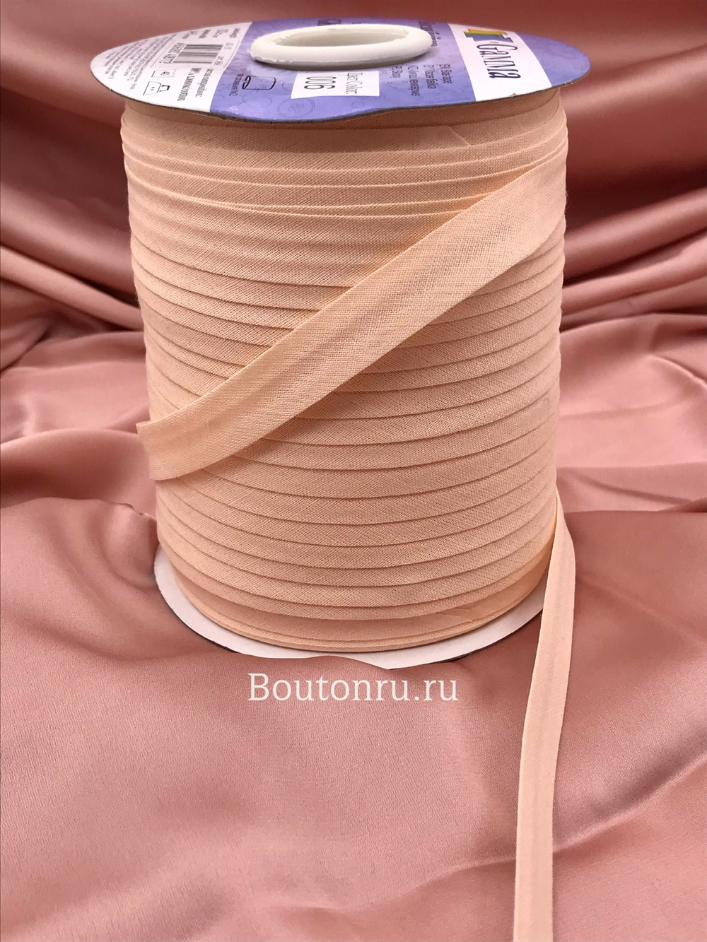 Косая бейка хлопок № 006 бежевая (кремовая) GAMMA GK-15C 14-15 мм