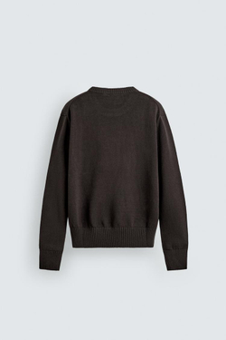 ZARA СВИТЕР ИЗ ХЛОПКА И ЛЬНА, КОРИЧНЕВЫЙ