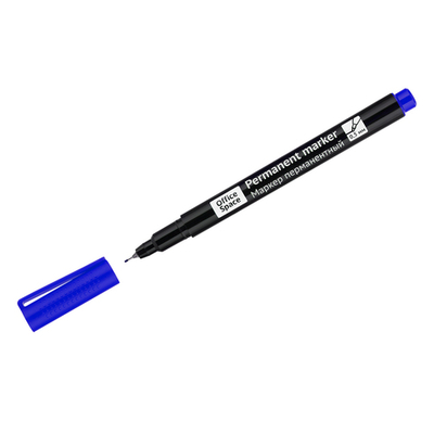 Маркер перманентный OfficeSpace синий, тонкий металл. наконечник, 0,5мм