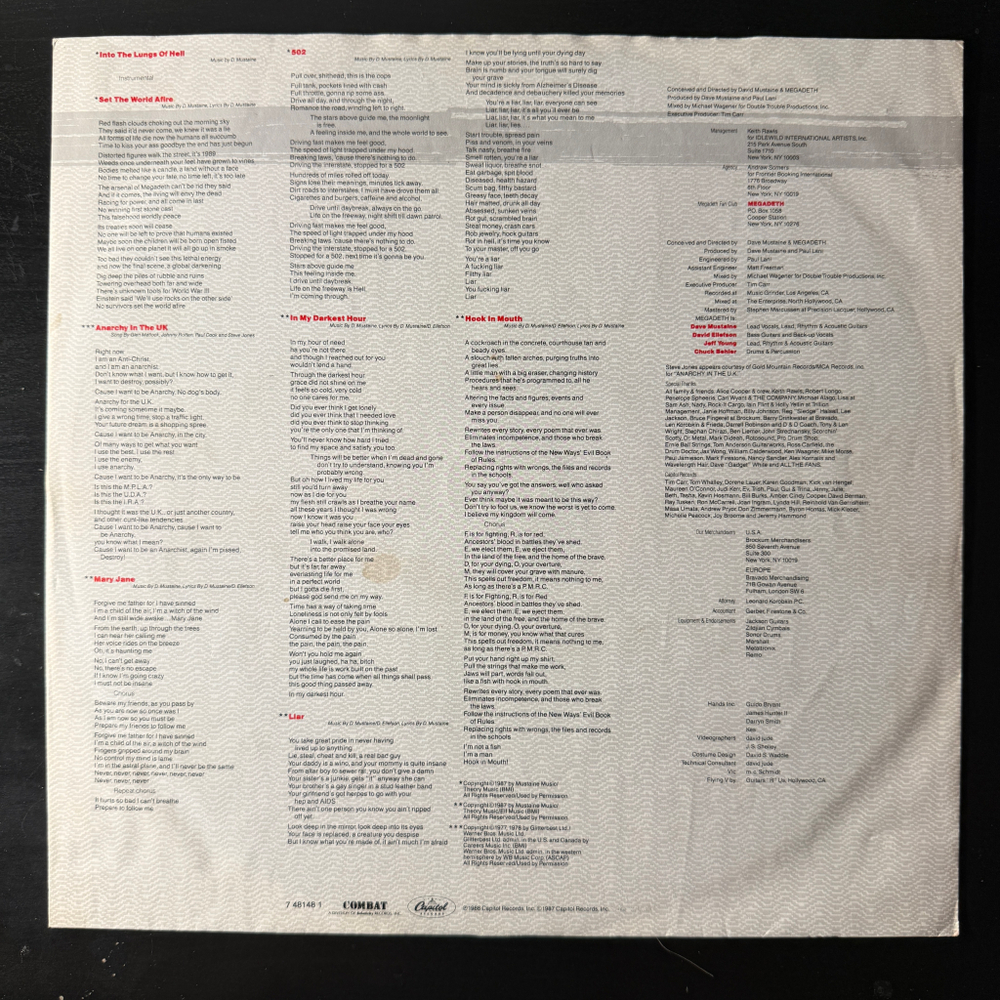 Megadeth - So Far, So Good... So What! (Европа 1988г.)