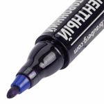 Маркер перманентный (нестираемый) BRAUBERG двусторонний, СИНИЙ, круглый наконечник, 2-4 мм, 150837