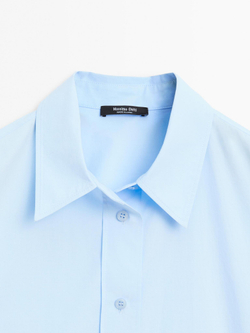 Massimo Dutti Рубашка из 100% хлопкового поплина, светло-голубой