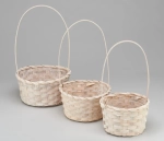 Корзина 21х10х36 см Набор 3шт с ручкой (Белый)