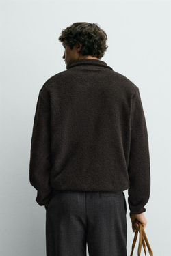 ZARA ТОЛСТОВКА ИЗ ИСКУССТВЕННОЙ ОВЧИНЫ С ВОРОТНИКОМ НА МОЛНИИ, ТЕМНО-КОРИЧНЕВЫЙ