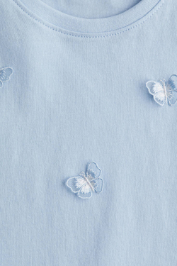 H&M Футболка с контрастными деталями, светло-голубой