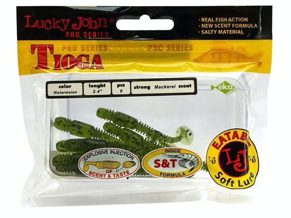 Виброхвосты съедобные LJ Pro Series TIOGA 2.4in (6,2 см), цв. PA01, 9 шт.