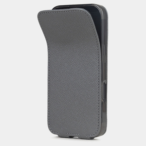 Чехол iPhone 16 Pro натуральная кожа сафьяно, серого цвета