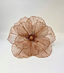 Декоративный цветок Воздушный поток 27 см., шампань, на клипсе, органза, Christmas DeLuxe (13527)