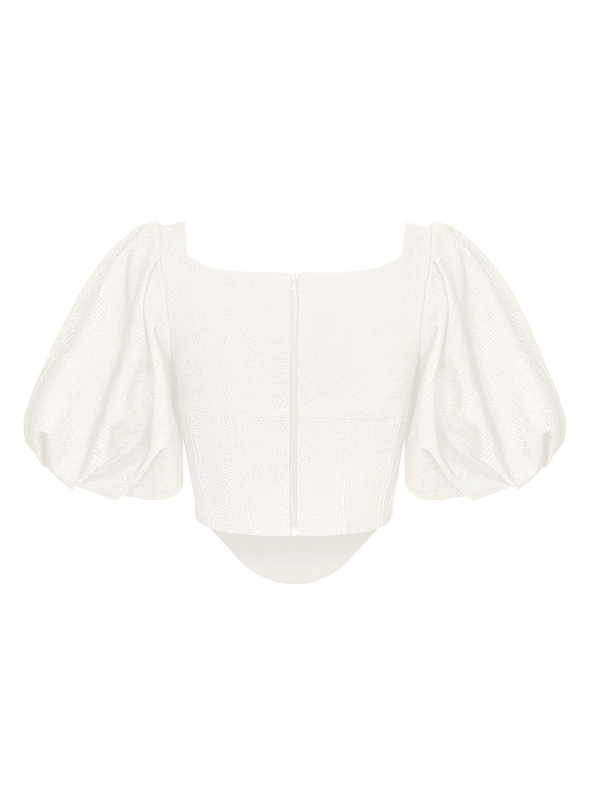 Топ корсетного типа из денима с пышными рукавами