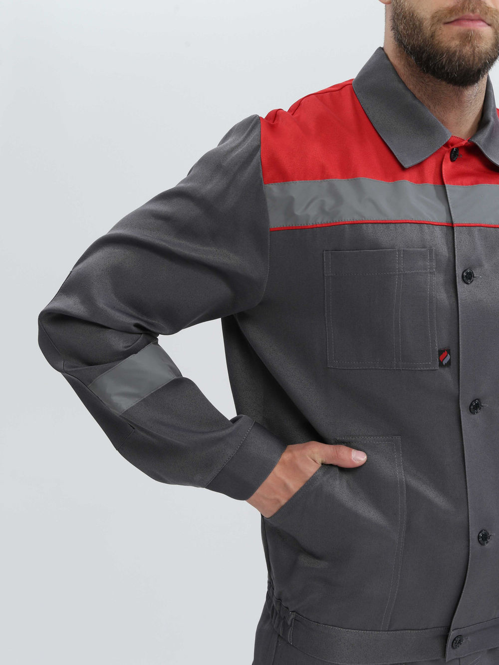 Костюм Лигор-2 СОП (тк.Смесовая,210) п/к, т.серый/красный