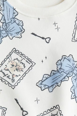 H&M Толстовка с круглым вырезом и принтом, белый