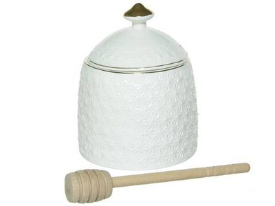 Банка для меда 380мл "Снежная королева" с бамбуковой ложкой