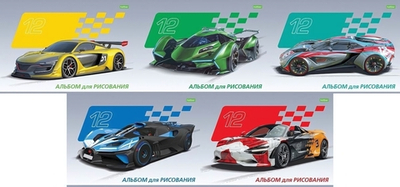 Альбом для рисования А4 12л. на скобе, ассорти "ECO. Автоспорт" (Хатбер)
