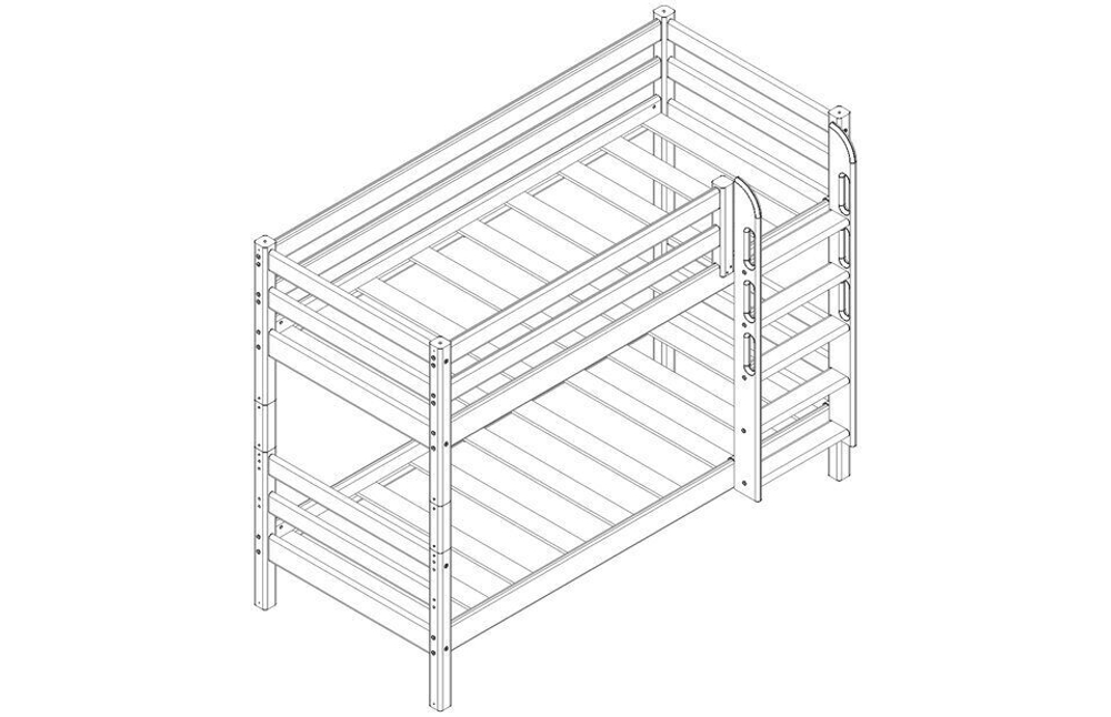 Вариант 11 Низкая кровать "Соня" с прямой лестницей Белый