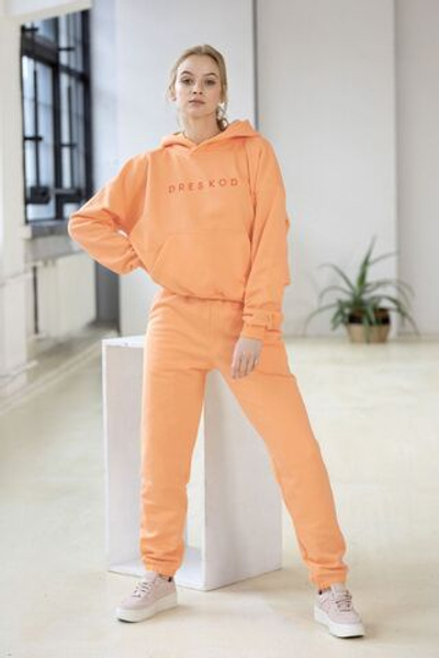 Яркие джоггеры с завышенной талией (Размер: XS) (Цвет: персиковый)