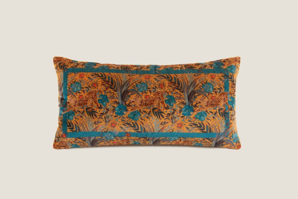 Подушка декоративная 30х60 Frati Home The Tiger Jungle желтый с бирюзовым