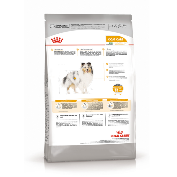 Сухой корм Royal Canin Mini Coat Care для взрослых и стареющих собак мелких размеров (весом от 1 до 10 кг) в возрасте 10 месяцев и старше, с тусклой и сухой шерстью