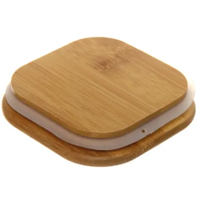 Банка для продуктов стеклянная 1200мл «Хай-Тек» с бамбуковой крышкой, квадратная 10*20см